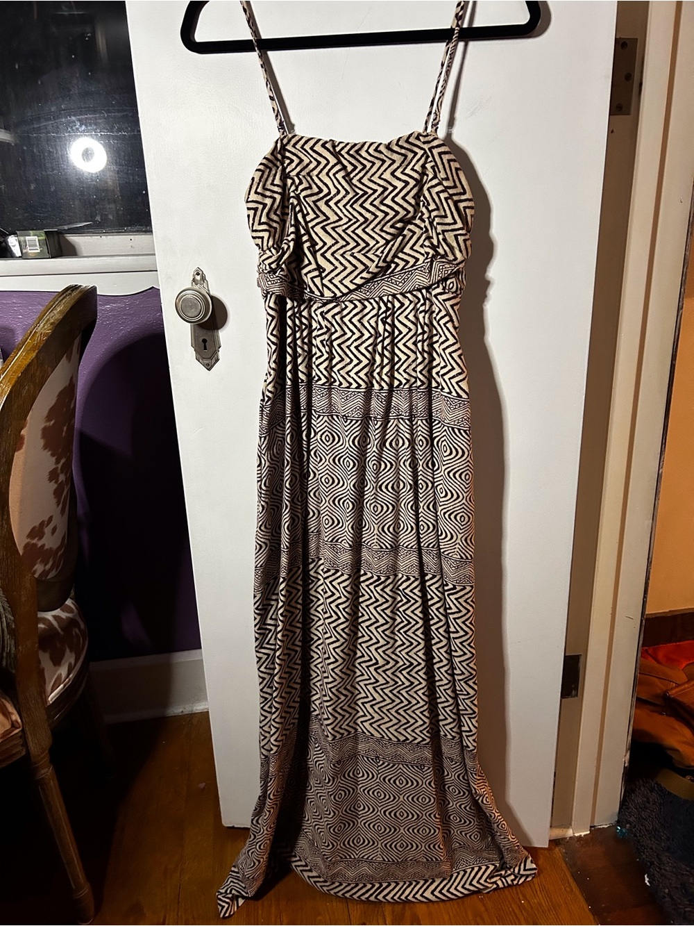 Anthropologie Burgundy & Cream Maxi Dress